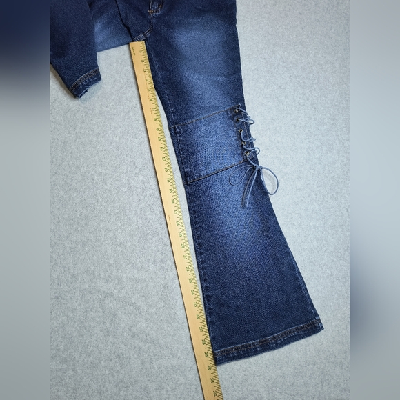 Thalia Sodi Jeans Women's Juniors Flare Blue Lace Up - Picture 8 of 11